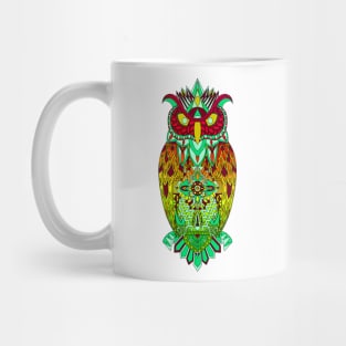 kawaii owl in mexican tribal totonac magical patterns art ecopop Mug